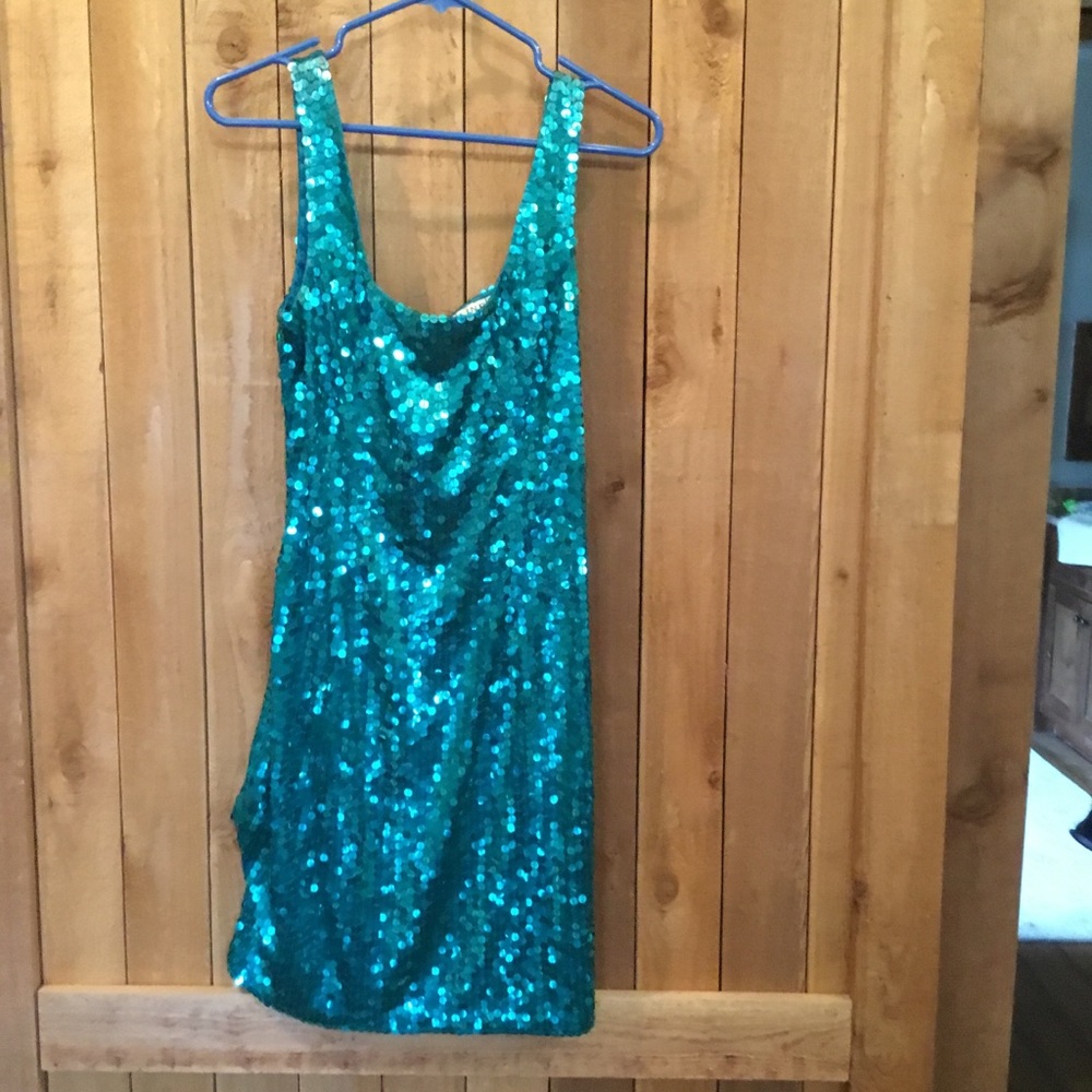 Green sequined dress
